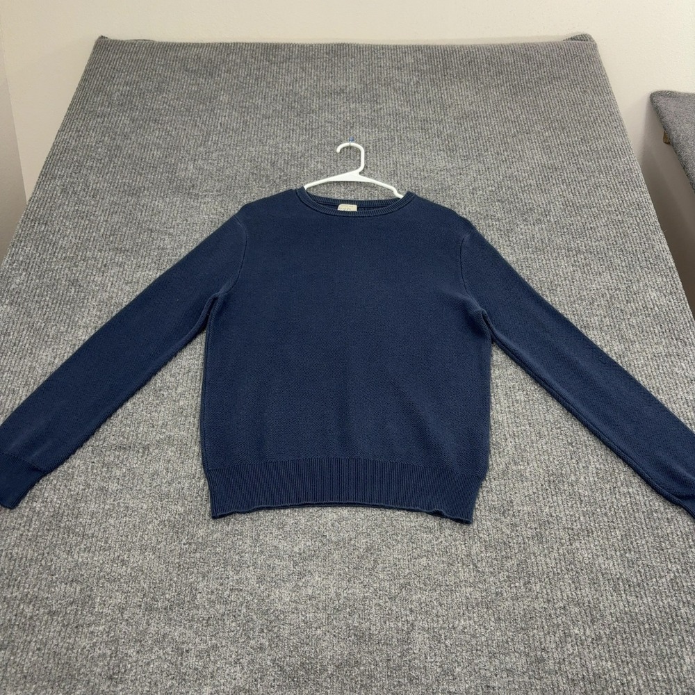 J Crew Sweater Mens L Blue Cotton Silk Knit Pullover Classic Preppy
